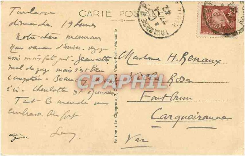 Old Postcard General Sete and Mont Saint Clair Boat