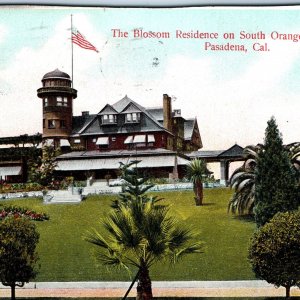 c1910s Pasadena, Cal. Blossom Residence Orange Grove Ave Postcard CA Antique A73