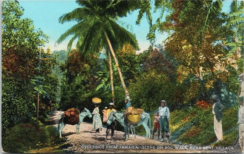 Greetings from Jamaica Scene on Bog Walk near Kent Village Unused Postcard E71