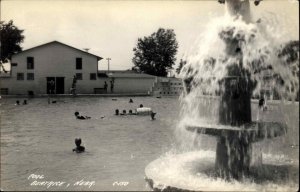 Beatrice Nebraska NE Swimming Pool and Fountain Real Photo Vintage Postcard