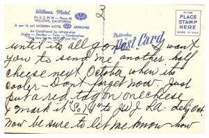 Postcard MOTEL SCENE Willows California CA AU7562