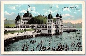 Vtg Great Salt Lake Utah UW Saltair Pavilion Bathers 1910s Old View Postcard