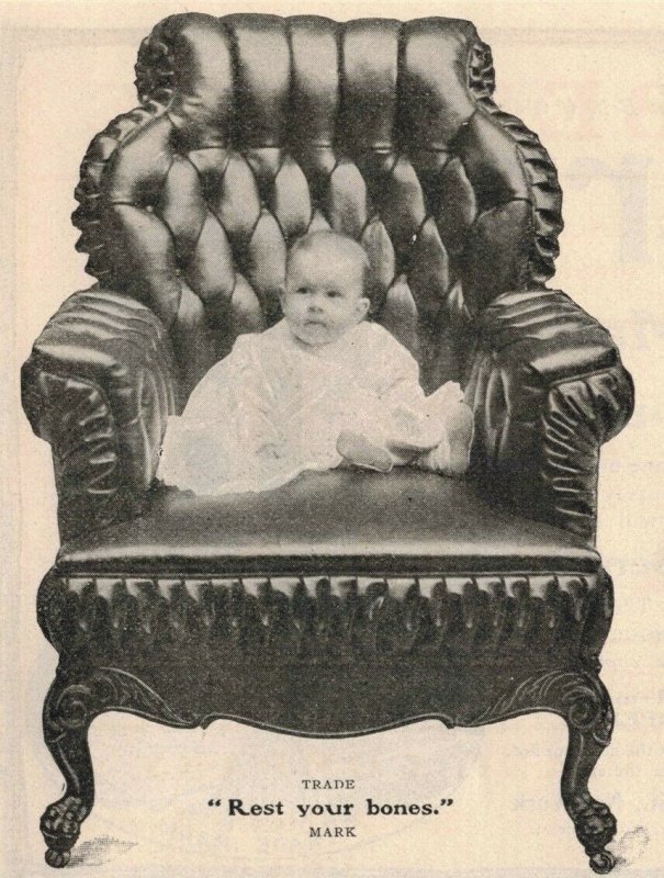 1903 Adorable Baby Harris Leather Furniture Original Print Ad 2T1-47