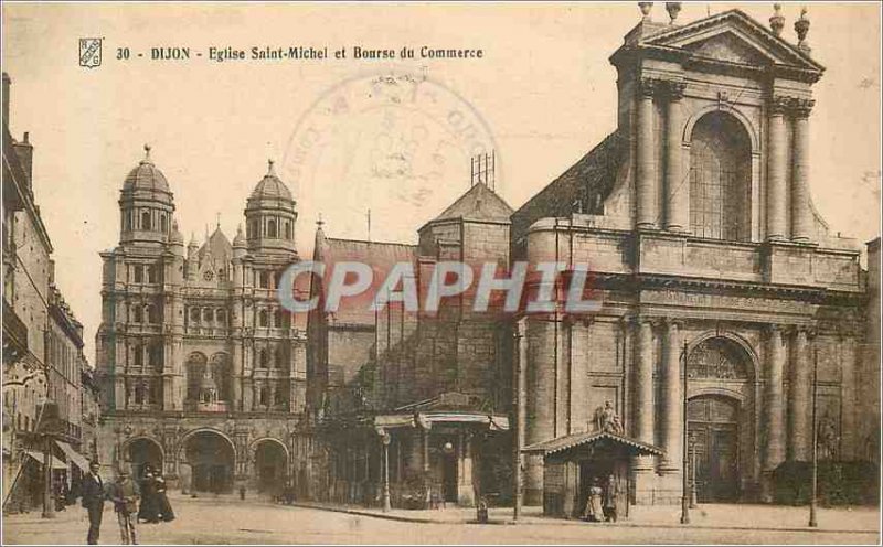 Old Postcard Dijon Eglise Saint Michel and Trade Exchange