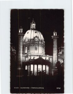 Postcard Festbeleuchtung Karlskirche Vienna Austria