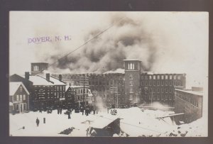 Dover NEW HAMPSHIRE RPPC c1910 MILL FIRE Smoke Flames DISASTER Factory WOW! NH