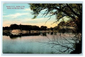 c1910s Junction of Nashua and Merrimac Rivers, Nashua New Hampshire Postcard