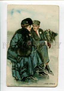 3129183 SKATING Lovers. By UNDERWOOD Vintage PC #20454 PC