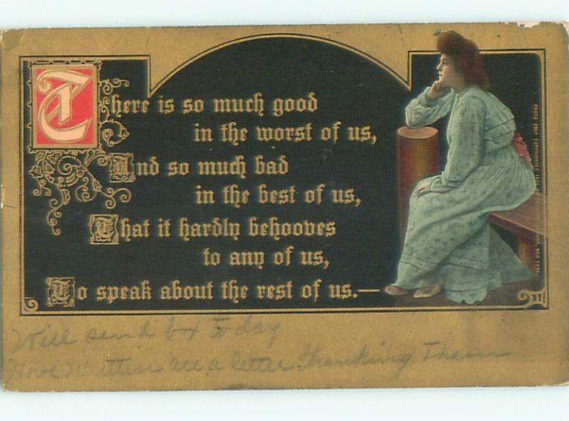 Divided-Back PRETTY WOMAN Risque Interest Postcard AA7803