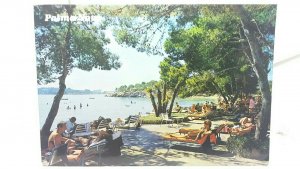 Vintage Postcard Holidaymakers Relaxing on Sunloungers Palma Nova Mallorca 1980s