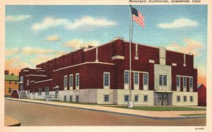 Vintage Postcard Municipal Auditorium Zanesville Ohio OH Black & Grant Pub.