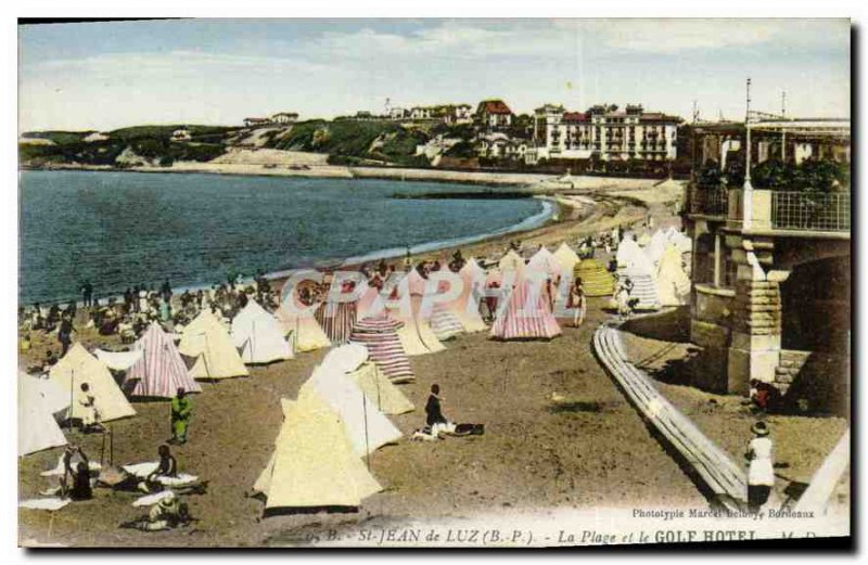 Old Postcard The Beach and the Golf Hotel St Jean de Luz