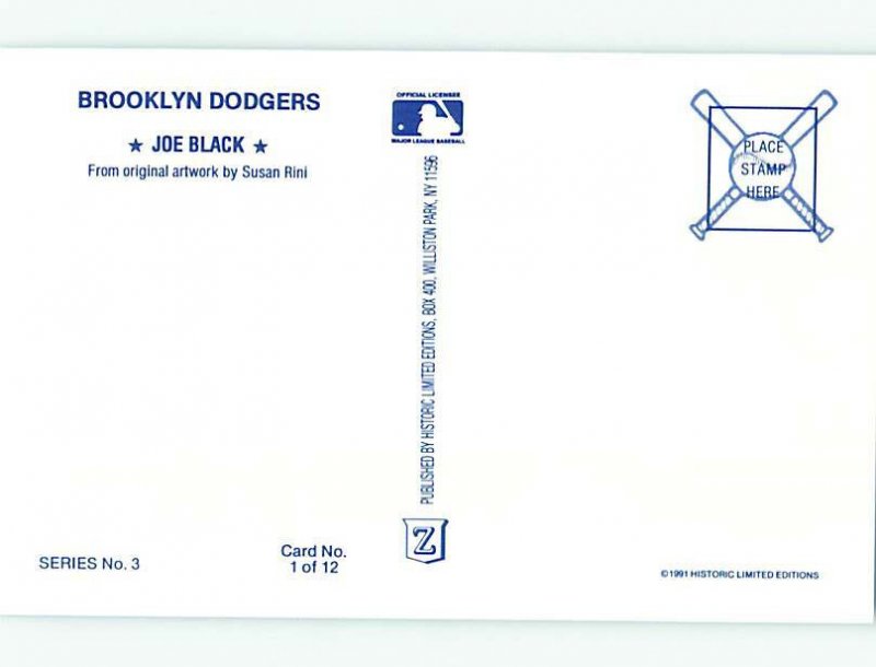 1980s DODGERS BASEBALL POSTCARD - JOE BLACK Brooklyn New York NY AG6227@