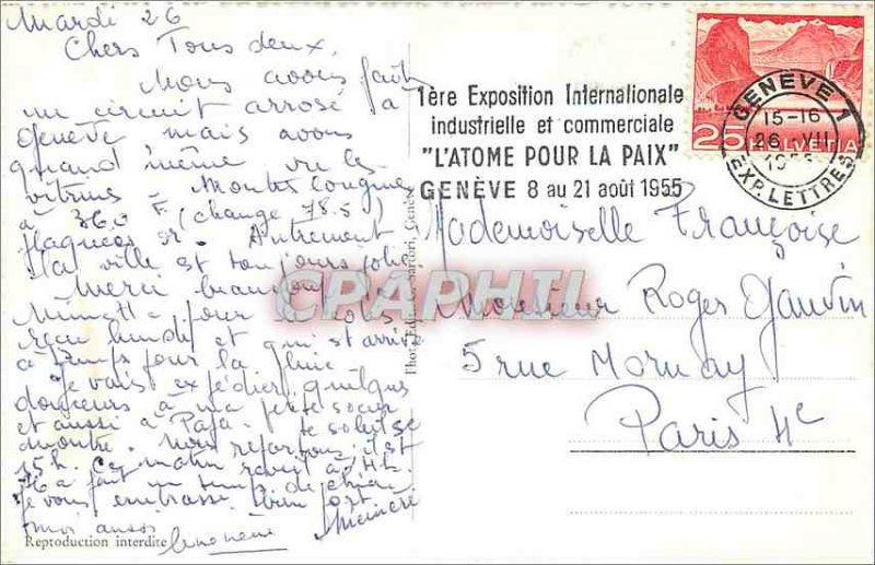 Old Postcard Geneva Rade and water jet