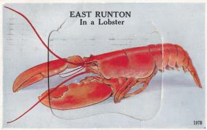 East Runton Norfolk Lobster Folding Mailing Novelty Old Postcard