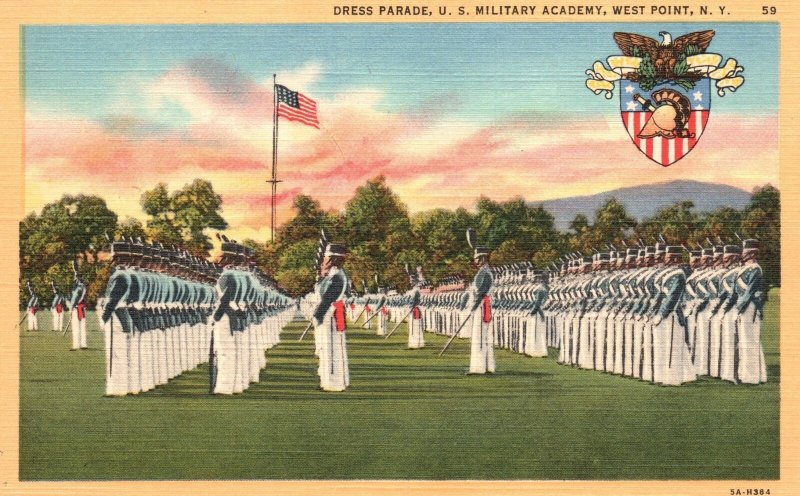 Vintage Postcard Dress Parade U.S Military Academy West Point New York Ruben Pub