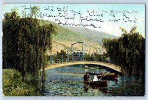 Salt Lake City Utah UT Postcard Lagoon Park Exterior View Bridge c1909 Vintage