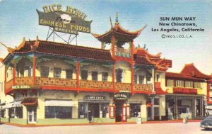 Sun Mun Way New Chinatown Los Angeles California linen postcard