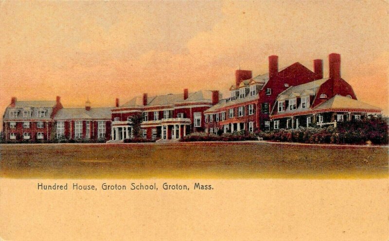 GROTON MA~HUNDRED HOUSE-GROTON SCHOOL~1900s ROTOGRAPH TINTED PHOTO POSTCARD