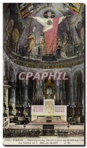 Old Postcard Paris Basilique du Sacre Coeur Heart and the high altar