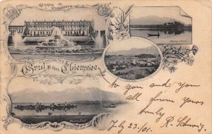 Chiemsee Germany Gruss aus Palace Frauen Insel Vintage Postcard AA68908