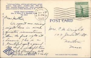 Meredith NH Pelley's Tourist Cillage Route 3 Linen Postcard