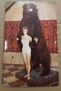 VINTAGE UNUSED POSTCARD - GIANT KODIAK BEAR AT BLUE MTN. HOTEL, HARRISBURG, PA.