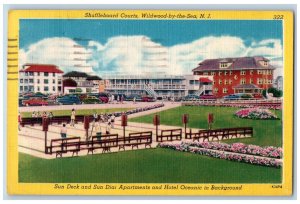 Wildwood New Jersey NJ Postcard Shuffleboard Courts Sun Deck Sun Dial Apts. 1955