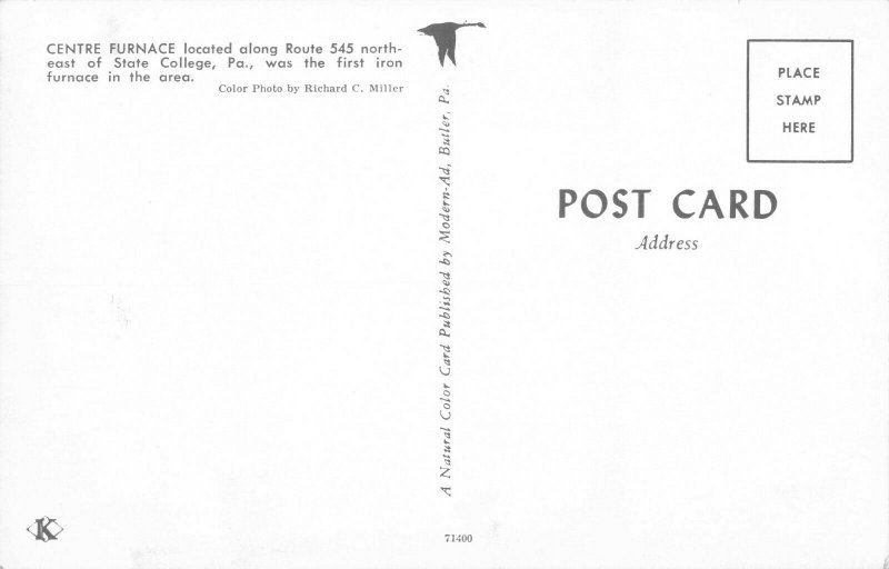 Postcard Centre Furnace State College Pennsylvania