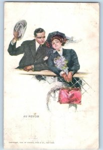 Christy Signed Postcard Au Revoir Couple Romance Thompson Iowa IA 1912 Antique