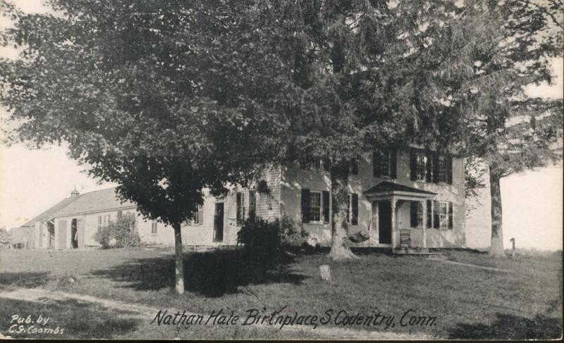 Nathan Hale Birthplace South Coventry CT CS Combs Postcard