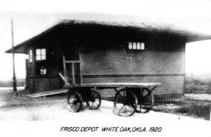 White Oak Oklahoma Frisco Railroad Depot Real Photo Vintage Postcard K101017