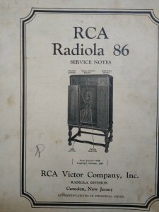 RCA Radiola 86 Vintage Original 1930 Service Notes Manual Radio Victor 24 Pages