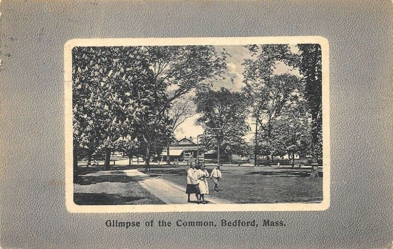 Bedford MA Glimpse of The Common Postcard