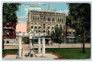 1916 Downing Hotel From Square Exterior Building Oskaloosa Iowa Vintage Postcard