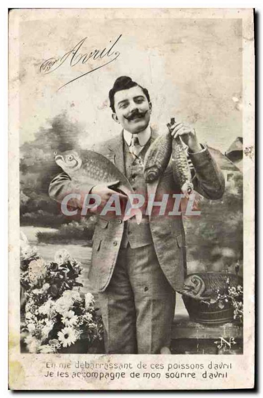 Old Postcard by getting rid me of these fish Man April