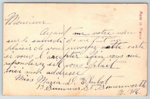 Man Playing Instrument for Women with Flowers  c1910  Postcard