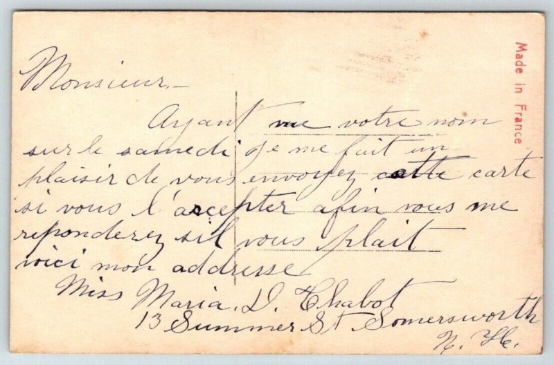 Man Playing Instrument for Women with Flowers  c1910  Postcard