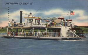 Memphis Tennessee TN Ferry Steamer Memphis Queen II Linen Postcard