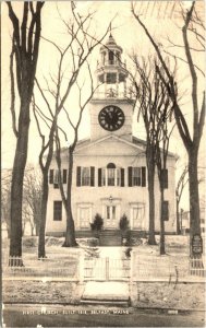 First Church Built 1818 Belfast Maine Postcard Clock Bell Tower 1956 DB