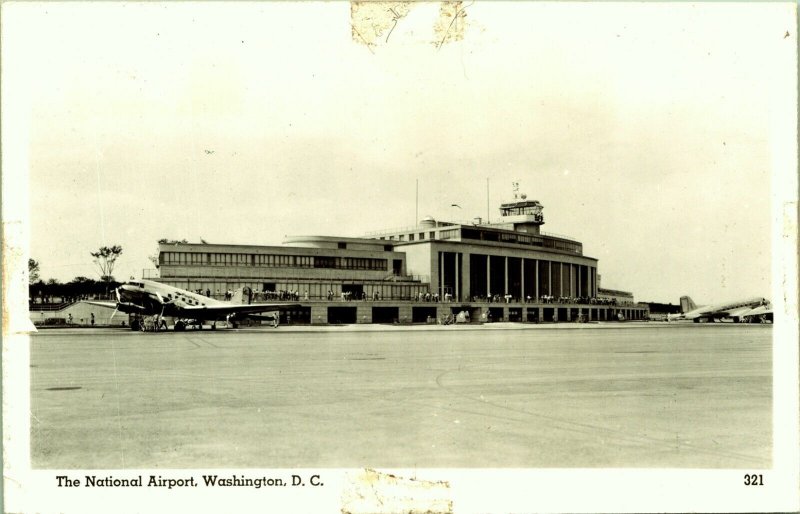 RPPC National Airport Washington DC Real Photo Postcard