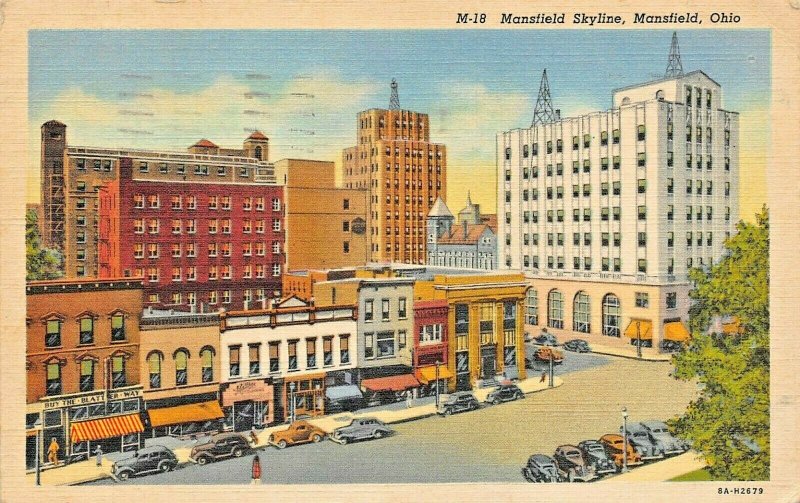 DOWNTOWN OHIO TOWNS~LOT OF 6 POSTCARDS~AKRON-DAYTON-LANCASTER-MANSFIELD-POMEROY