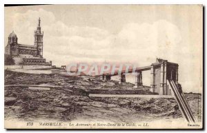 Postcard Old Marseille Elevators and Notre Dame de la Garde