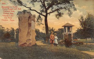 Houston Texas City Park Monument to Texas Rangers Vintage Postcard AA71469
