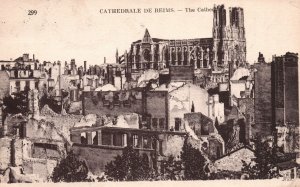 VINTAGE POSTCARD THE CATHEDRAL AT REIMS FRANCE AFTER THE WORLD WAR I BOMBINGS