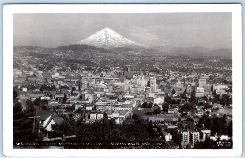 c1910s Portland Heights, OR Birds Eye RPPC Mt Hood Downtown City Real Photo A131