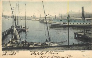Postcard 1906 Maryland Baltimore Light Street Wharves hand colored 23-13626