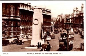 RPPC, London England WHITEHALL~THE CENOTAPH War Memorial ca1940's Postcard