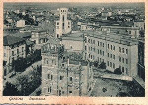 CONTINENTAL SIZE POSTCARD 1960's/1970's PANORAMIC VIEW OF TOWN OF GROSSETO ITALY