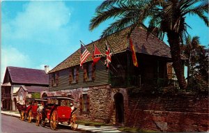 Oldest House St Augustine Florida FL Horse Carriage Postcard VTG UNP WOB Koppel  